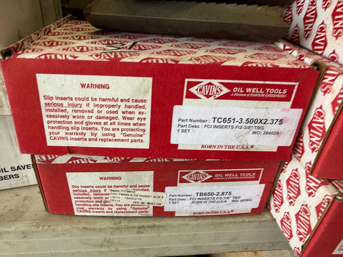Used (UNUSED) (6) BOXES of TYPE GA OIL SAVER RUBBERS, (3) BOXES CAVINS 2-7/8” & (2) CAVINS 2-3/8” INSERTS, (1) 9” 2-3/8” TUBING WIPER