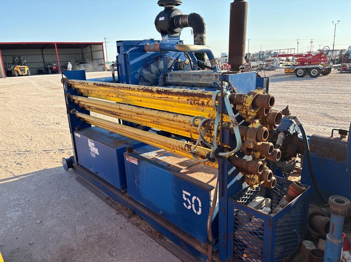Used Gardner Denver PAH triplex pump unit, skidded