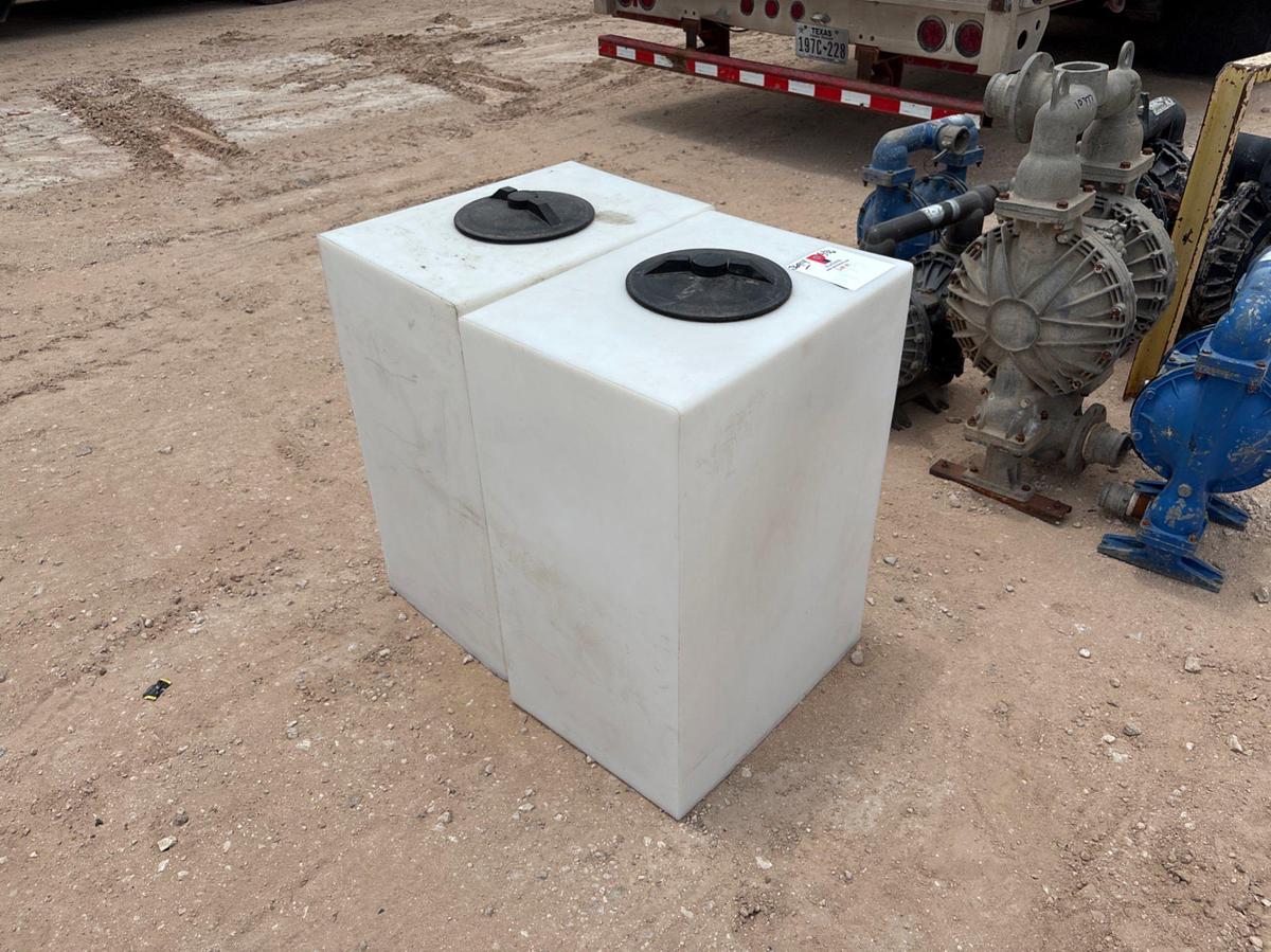 Used (2) 24” x 17” x 32” poly tanks & 4’ x 1.5’ x 6’ lockers