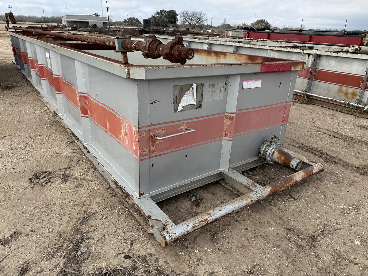 Used 40’ X 87” X 4’ OPEN TOP MUD TANK W/ IRON RACK