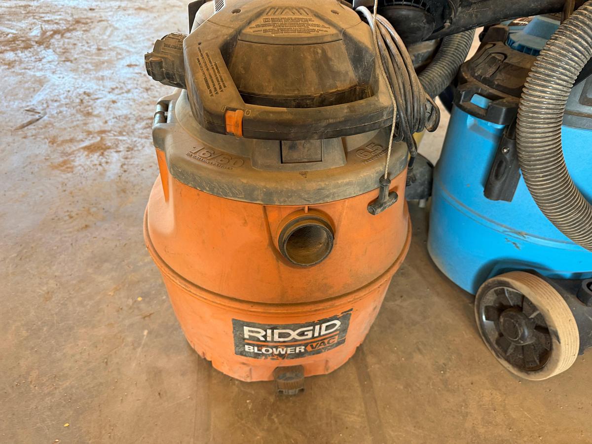 Used (3) SHOP-VAC TYPE VACUUMS & WEED EATER 25cc GAS BLOWER