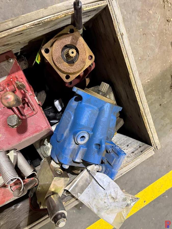 Used PALLET W/ COIL TUBING LINE METER HEAD, (9) HYD PUMP / MOTORS, (2) SMALL PLANETARIES