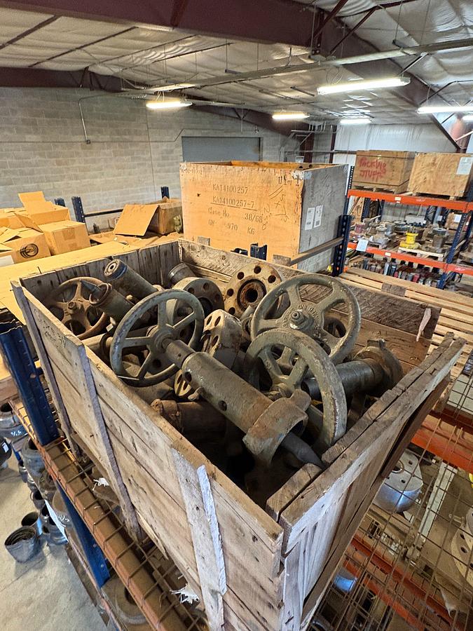 Used Contents of (4 shelves) w/ 7” fluted hangers, 4-1/2” to 9-5/8” PE seals, & crate of choke valves & choke parts