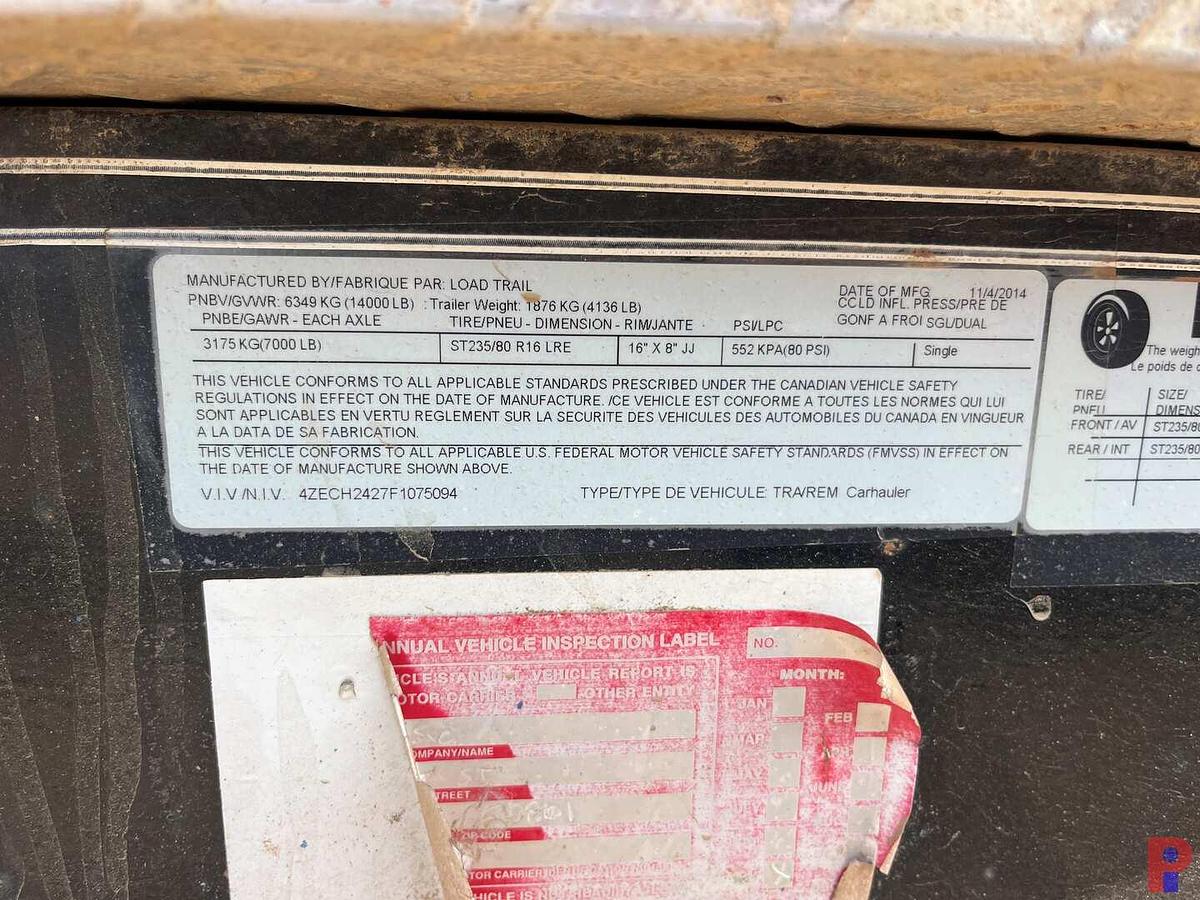 Used 2015 LOAD TRAIL 24’ T/A BUMPER PULL TOOL TRAILER