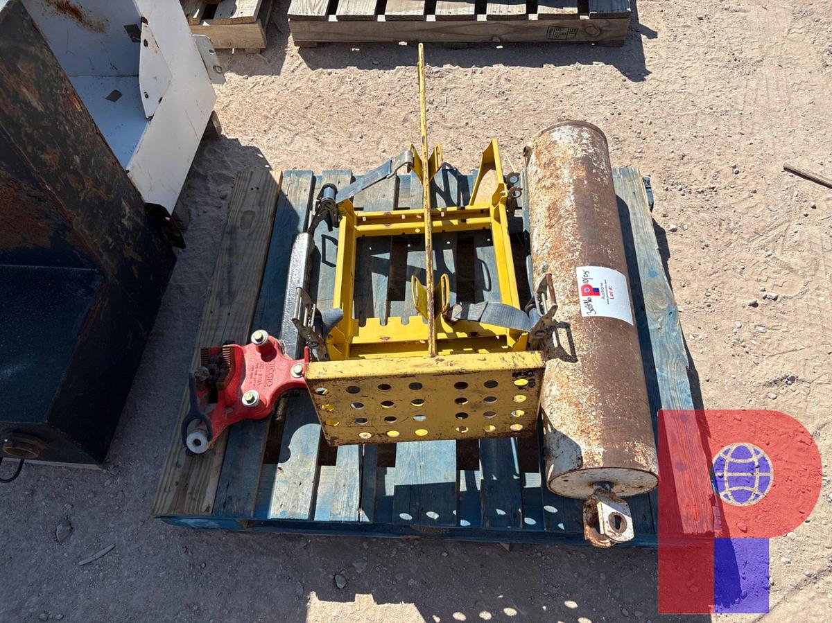 Used 8”DIA X 36”L RAISING RAM, TOOL RACK & RIDGID PIPE VISE
