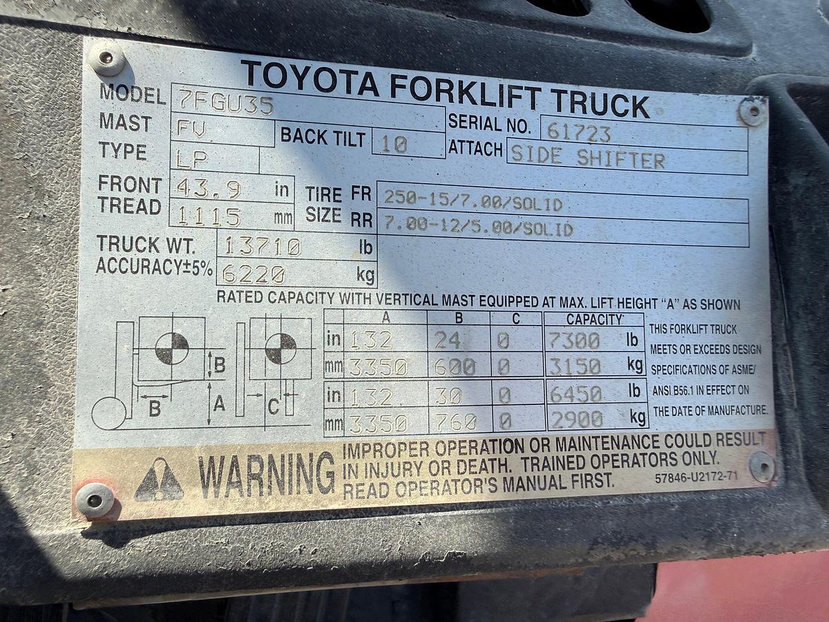Used 2005 Toyota 7FGU35 7K forklift