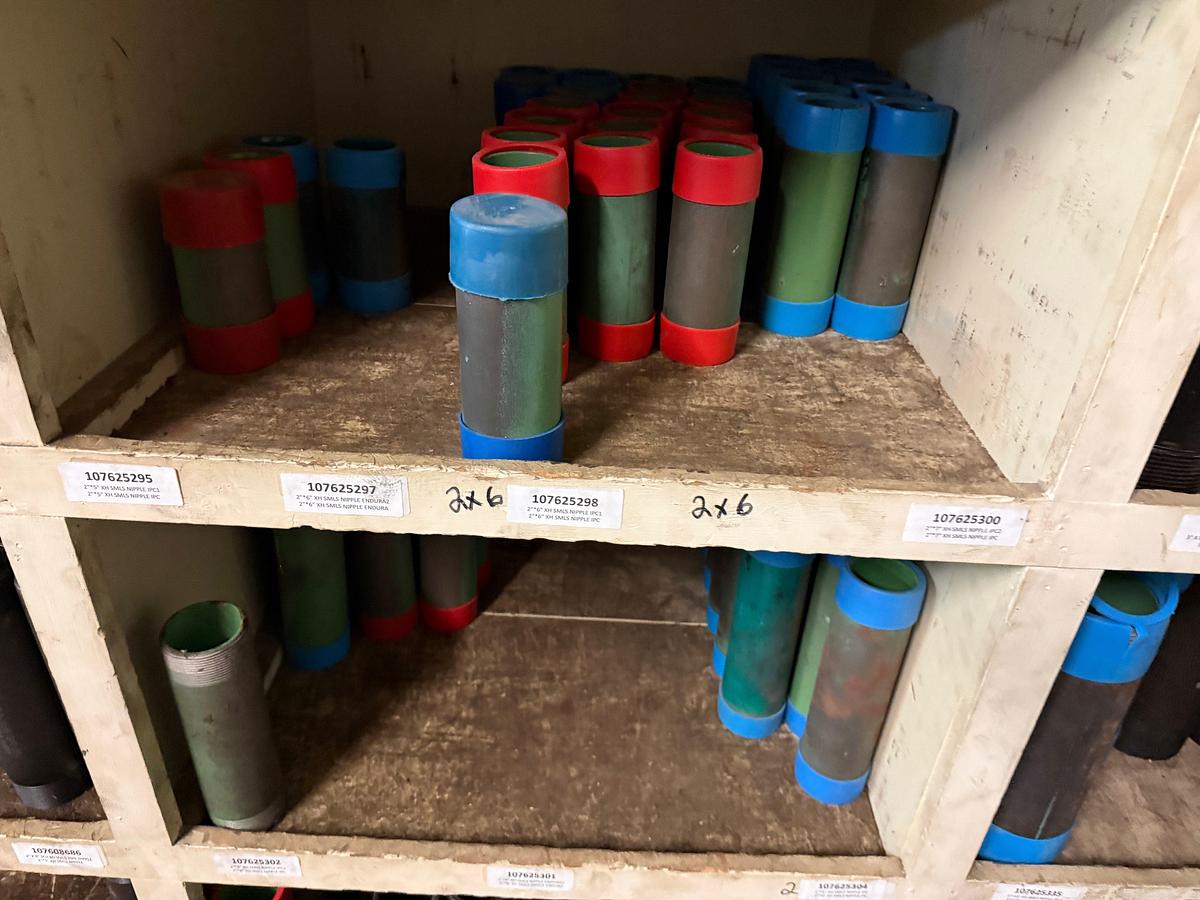 Used SECTION OF (80+) MOSTLY HEAVY WALL 2” THRU 4” PIPE NIPPLES