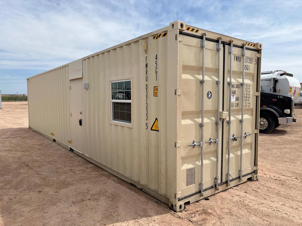 Used 40’ x 8’ x 9’6” sea container converted into living quarters