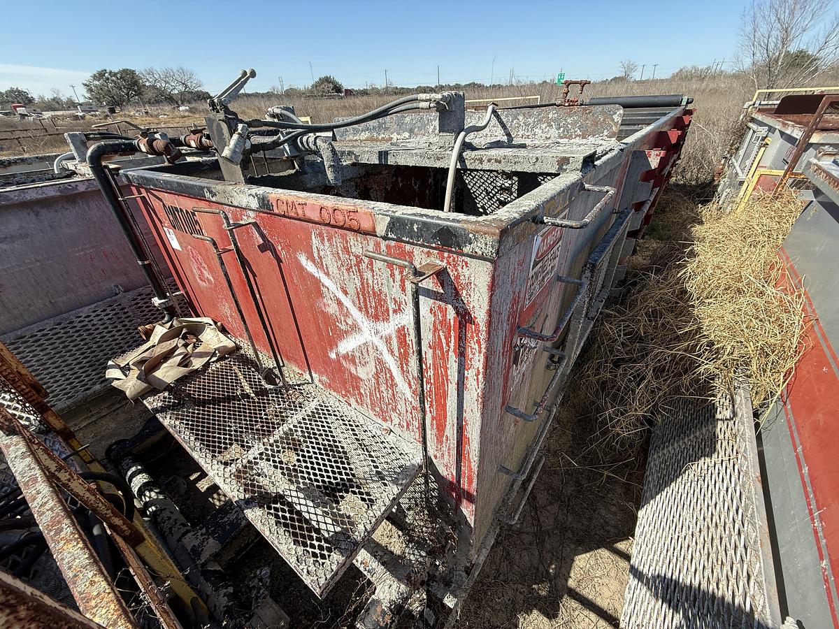 Used 30’ X 8’ X 5’ 4-COMP CEMENT MIXING TANK W/ (2) AGITATORS, CATWALK, & IRON RACK