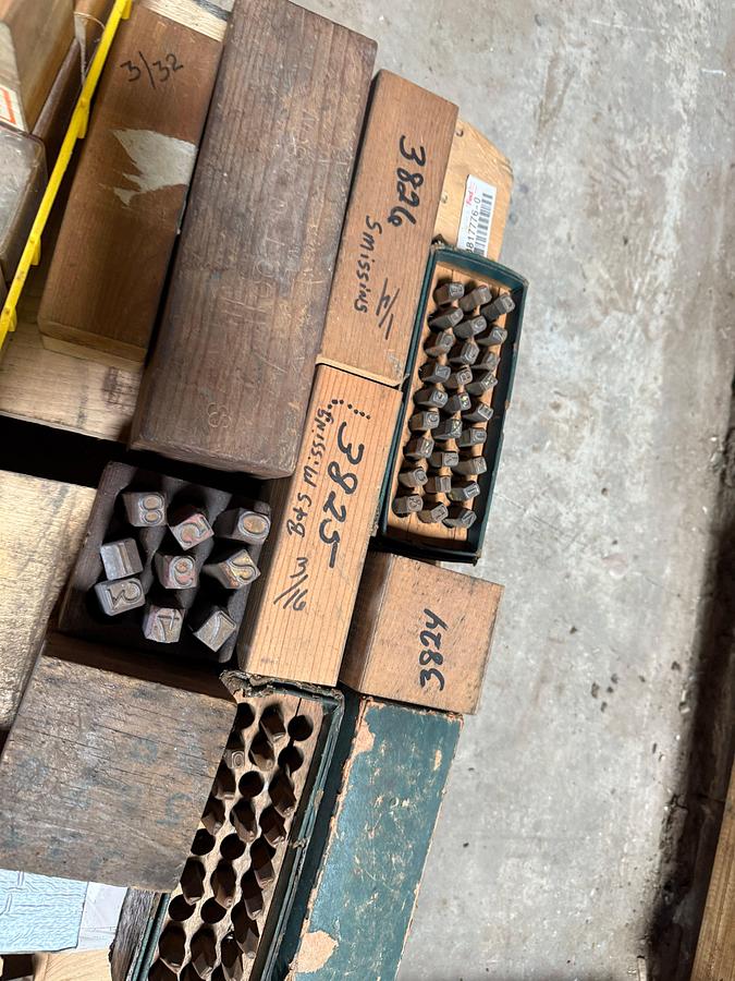 Used C.H. HANSON PALLET OF LETTERS, NUMBERS, STENCILS, (SOME UNUSED)