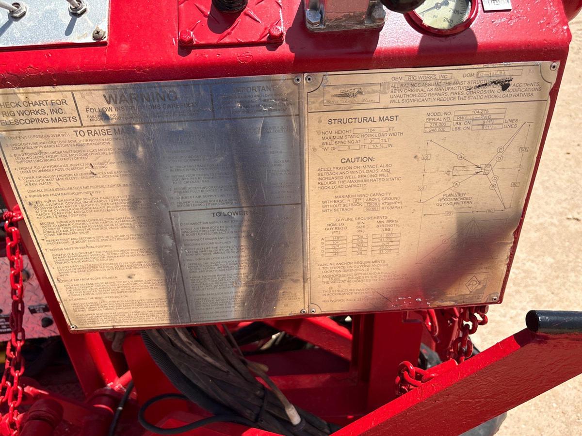 Used 2011 MUSTANG 550 5-AXLE WELL SERVICE RIG, 104x275 Mast