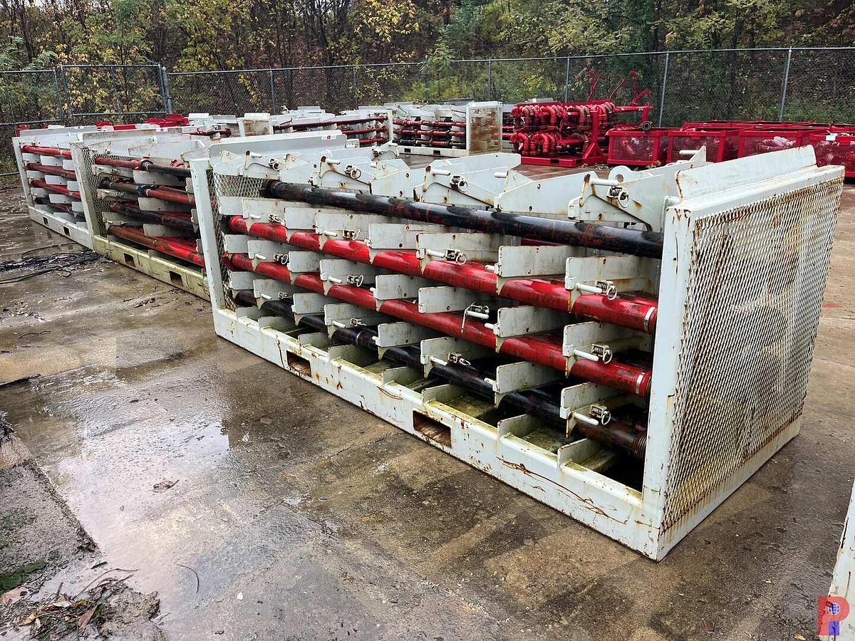 Used (22) JTS. OF TESTED 3” 1502 15K WP FLOW IRON W/ TRANSPORT RACK