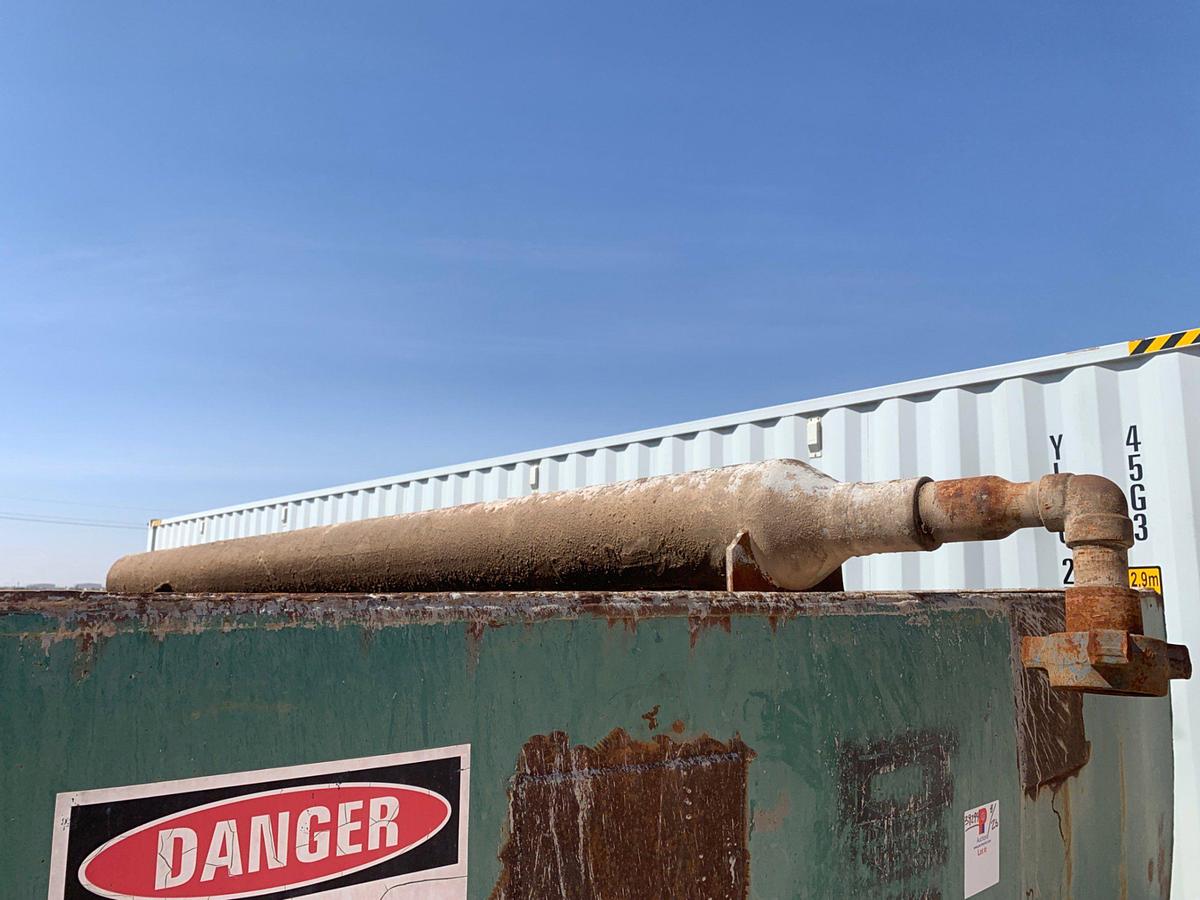 Used 40’L x 11’ W x 7’ T 350bbl Round Bottom Open Top Skidded Tank