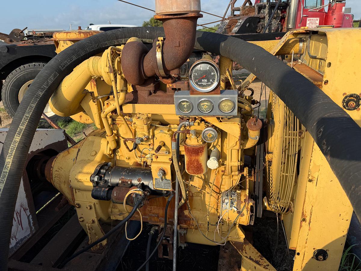 Used GARDNER DENVER FDFXXF 5X8 DUPLEX MUD PUMP P/B CATERPILLAR 3304PC TURBO, SKIDDED