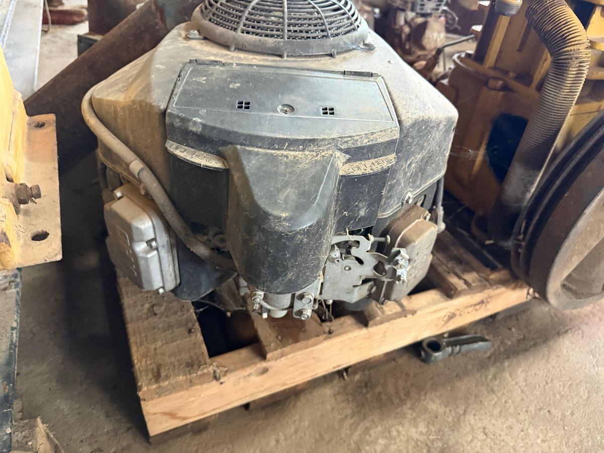 Used PALLET W/ HODA GX160 GAS TRASH PUMP (INOP), BENDIX CAT AIR COMPRESSOR, (4) ELECTRIC MOTORS, KOHLER OHV V-VALVE SMALL ENGINE