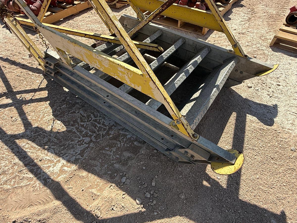Used (2) 8’ EXTENDABLE ALUMINUM RIG LADDERS W/ HANDRAILS