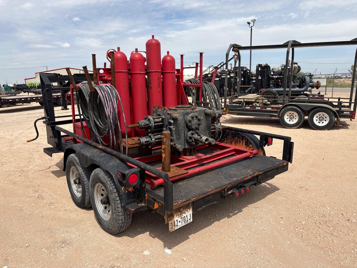 Used 3-station closing unit mtd on 12’ x 7’ t/a gooseneck trailer