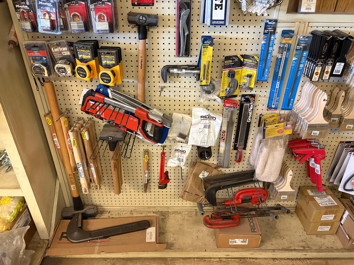 Used Hardware contents of pegboard