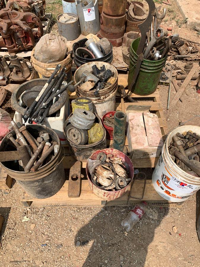 Used (4) Pallets of Wrenches, Pipe Wrenches, 5-1/2 Basket, 1002 Fittings, Bolts, and Pneumatic Controls