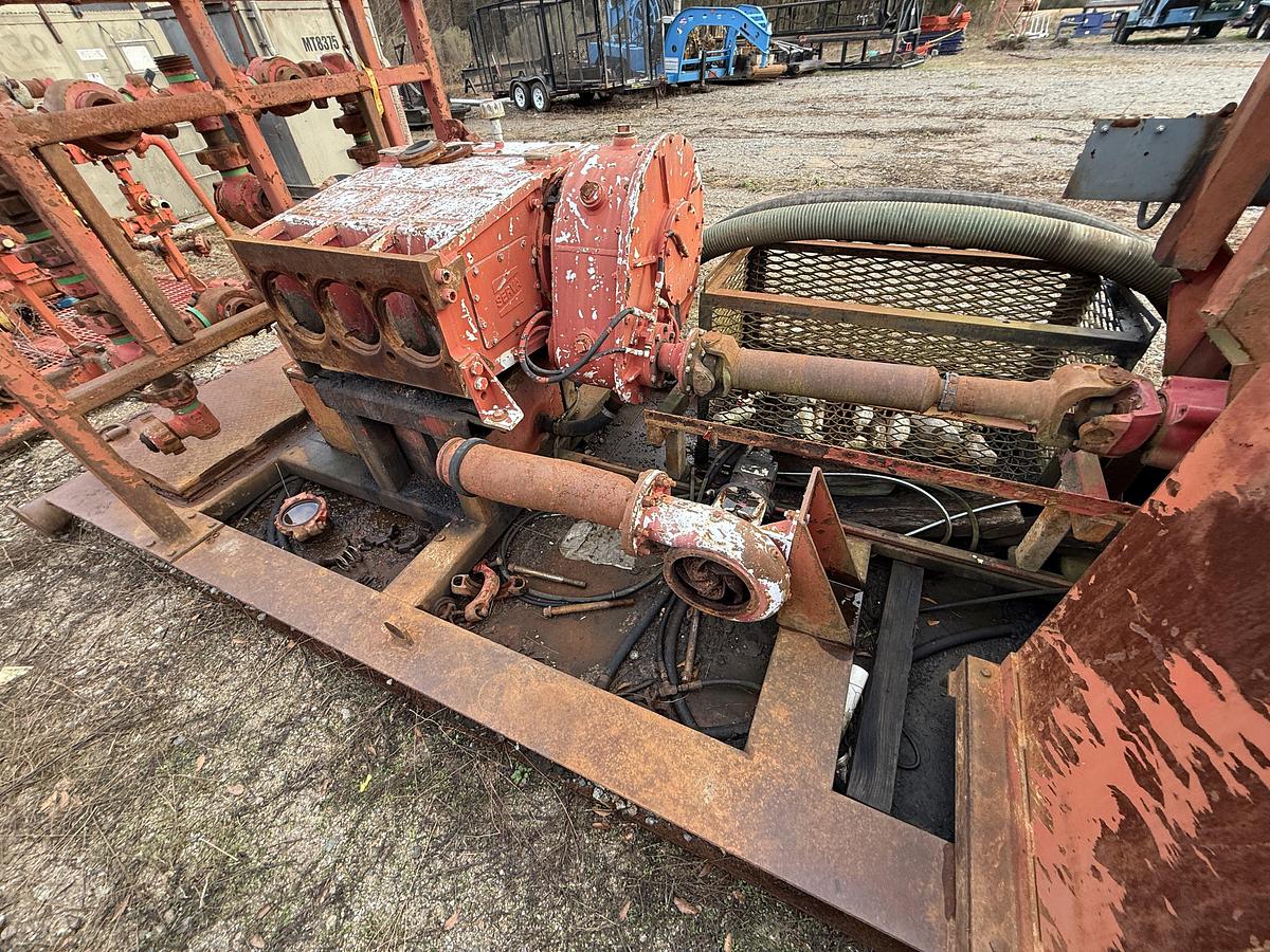 Used SERVA 10K WP TRIPLEX WELL SERVICE PUMP SKIDDED P/B DETROIT SERIES 60 (INCOMPLETE)