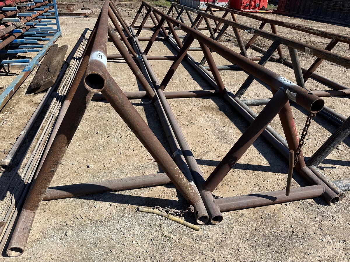 Used (2 X $) (1) 30’L X 36”H & (1) 30’L X 42”H TRIANGULAR PIPE RACKS