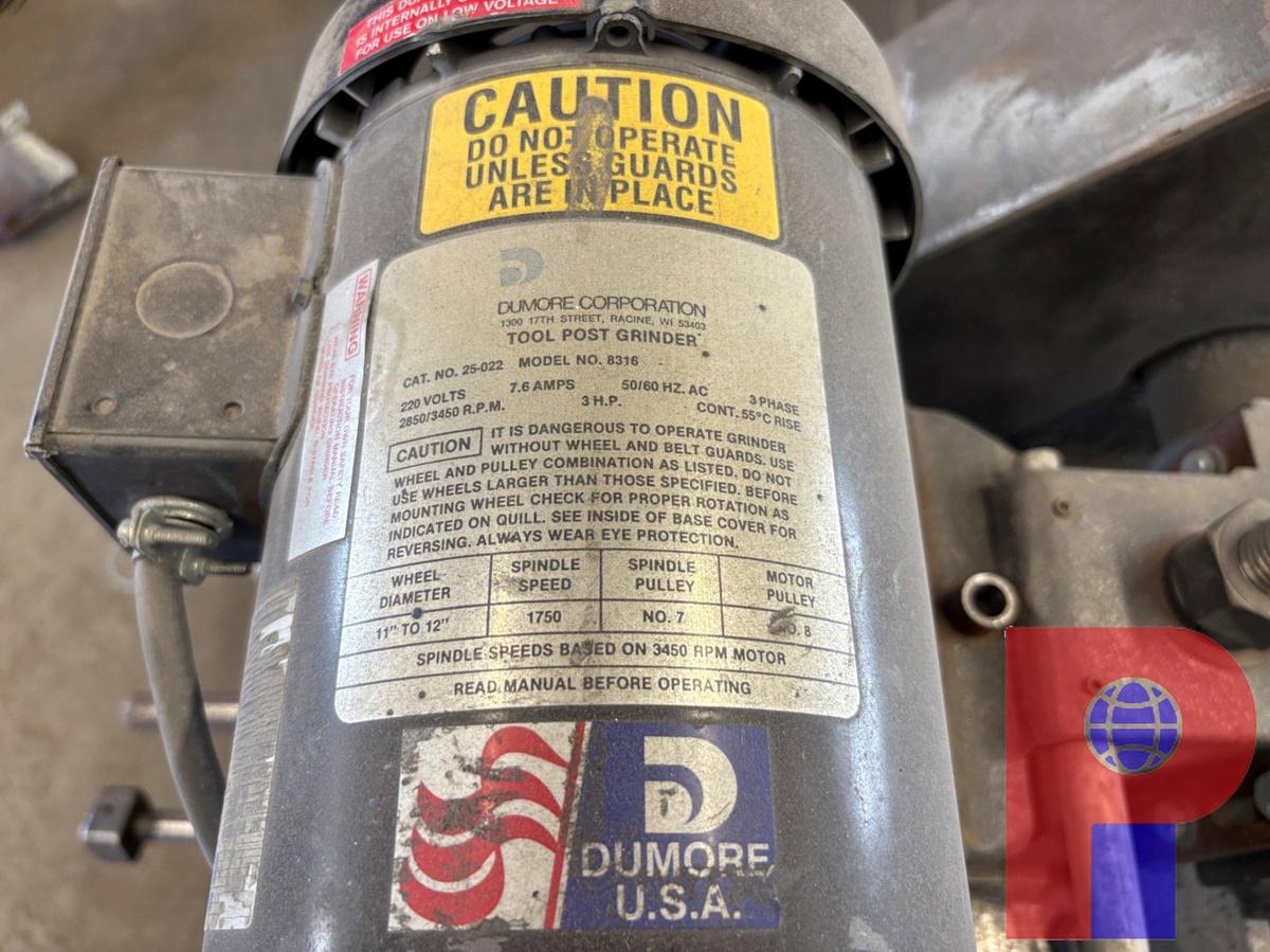 Used LODGE & SHIPLEY 12-3/4 HOLLOW SPINDLE LATHE W/ DUMORE TOOL POST GRINDER