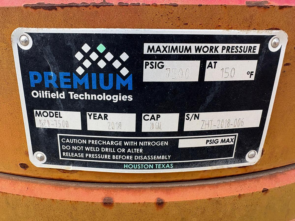 Used Premium oilfield technologies K20 7500psi pulsation dampener
