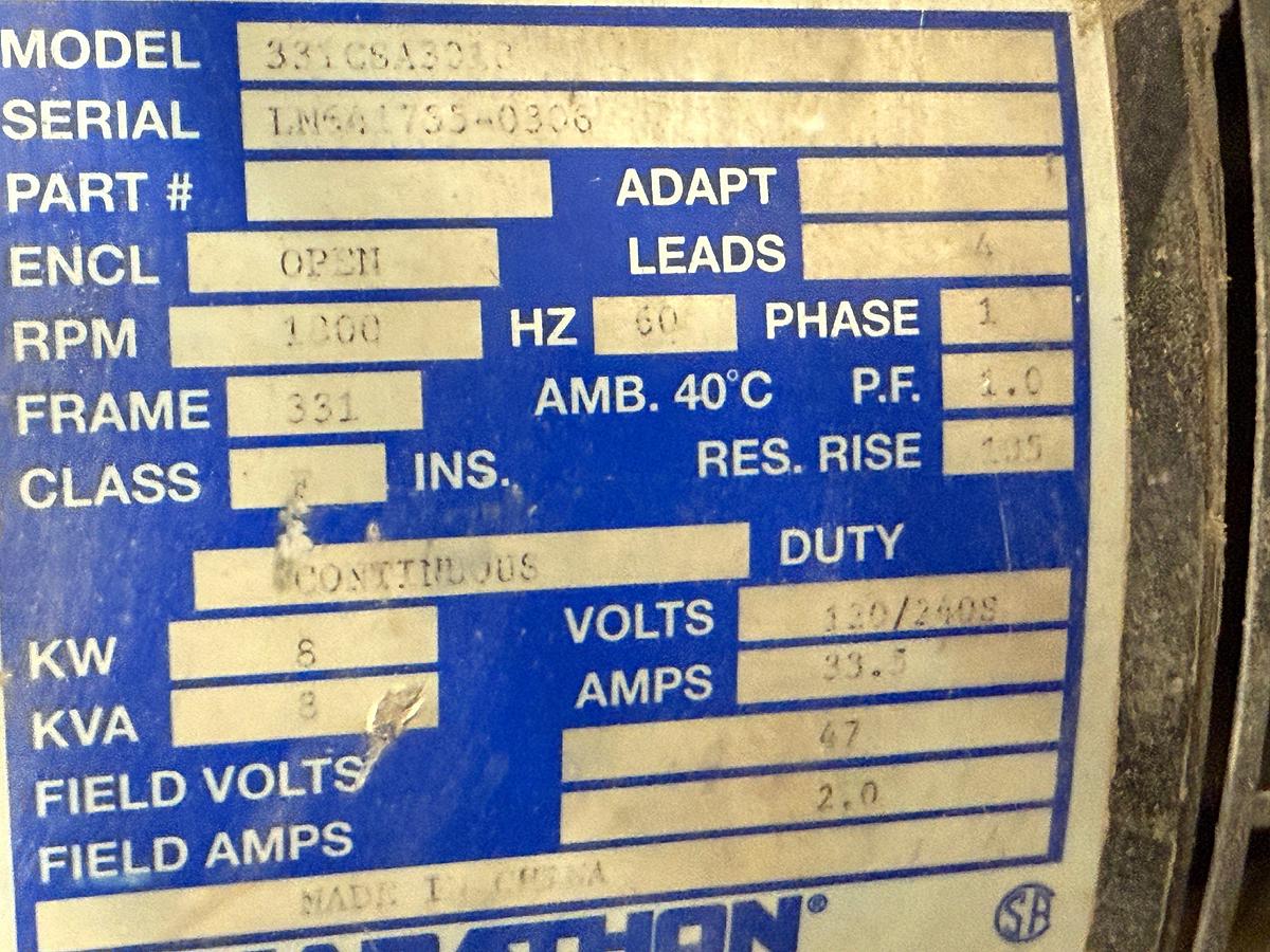 Used MARATHON 8KW GENERATOR P/B YANMAR 3-CYLINDER DIESEL ENGINE
