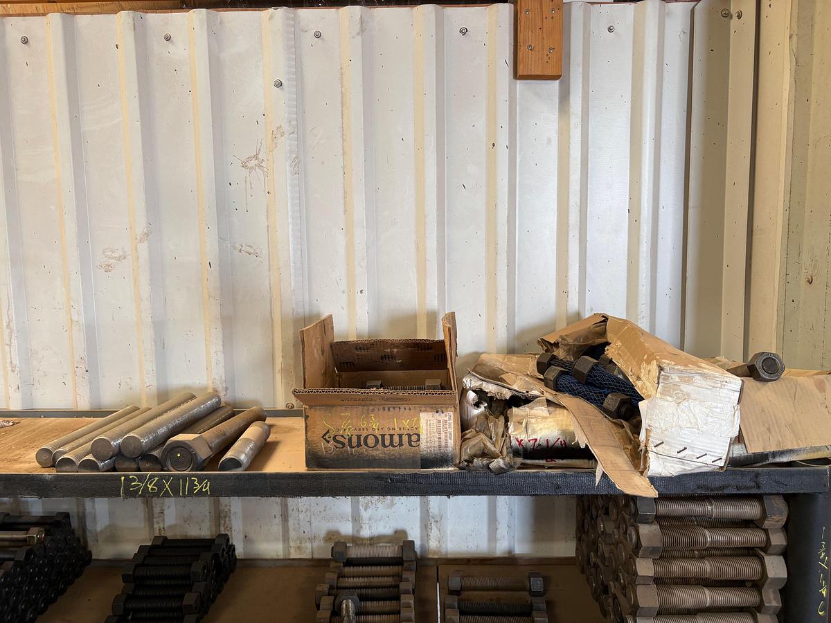 Used Lot of assorted stud bolts & nuts, 3/4” x 5-1/12” to 1-1/2” x 7-1/4” sizes