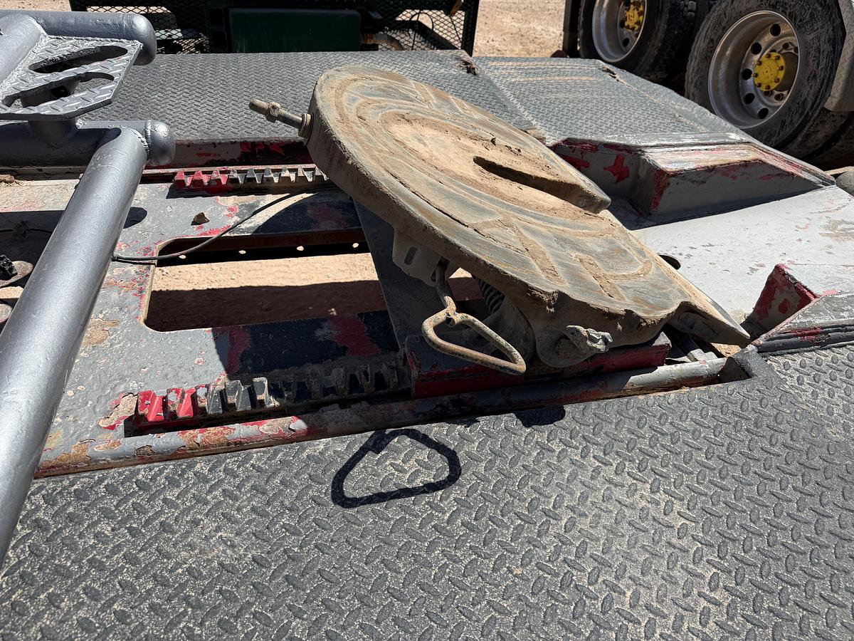 Used 16’L x 96”W HD STEEL WINCH BED W/ HEADACHE RACK F/ WINCH, ROLLING TAILBOARD, & AIR SLIDE FIFTH WHEEL