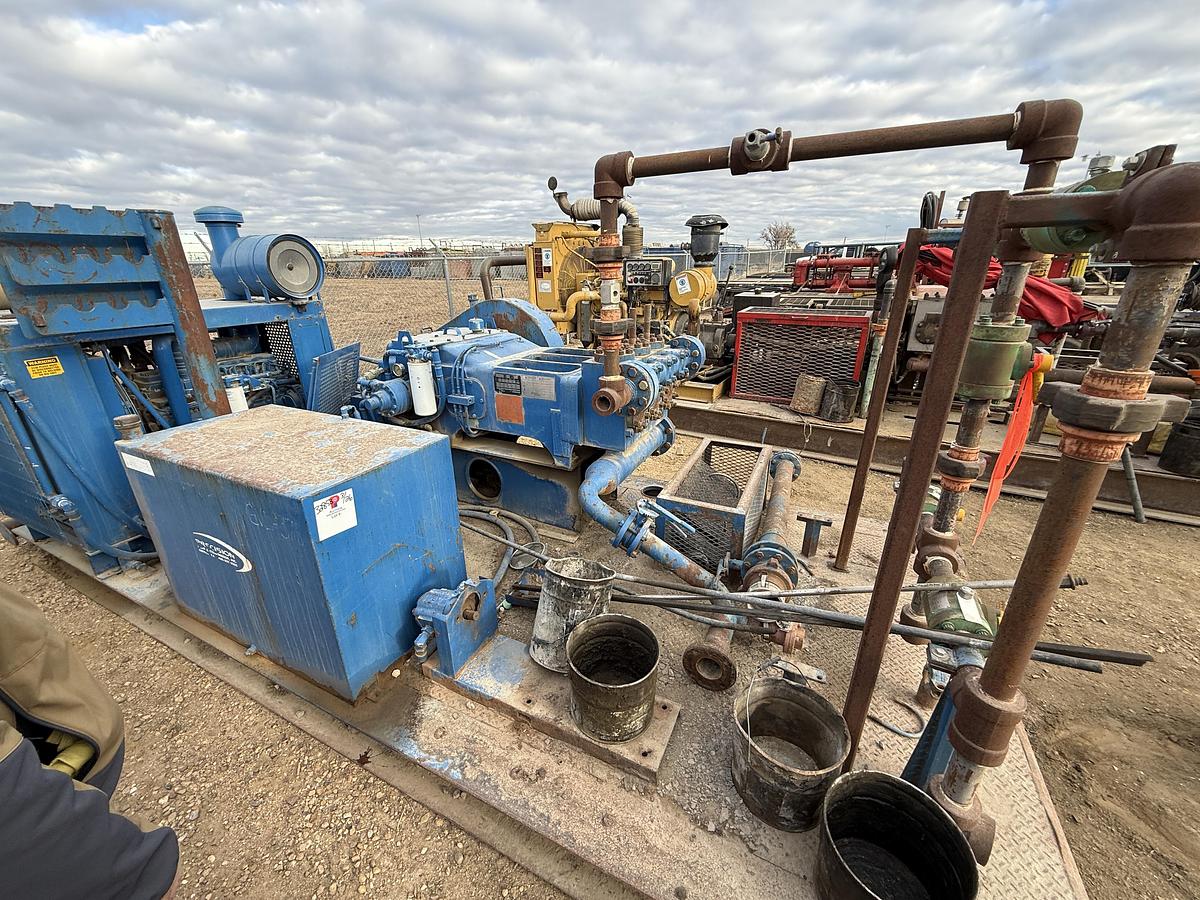 Used GARDNER DENVER TEE 5K WP TRIPLEX WELL SERVICE PUMP, SKIDDED