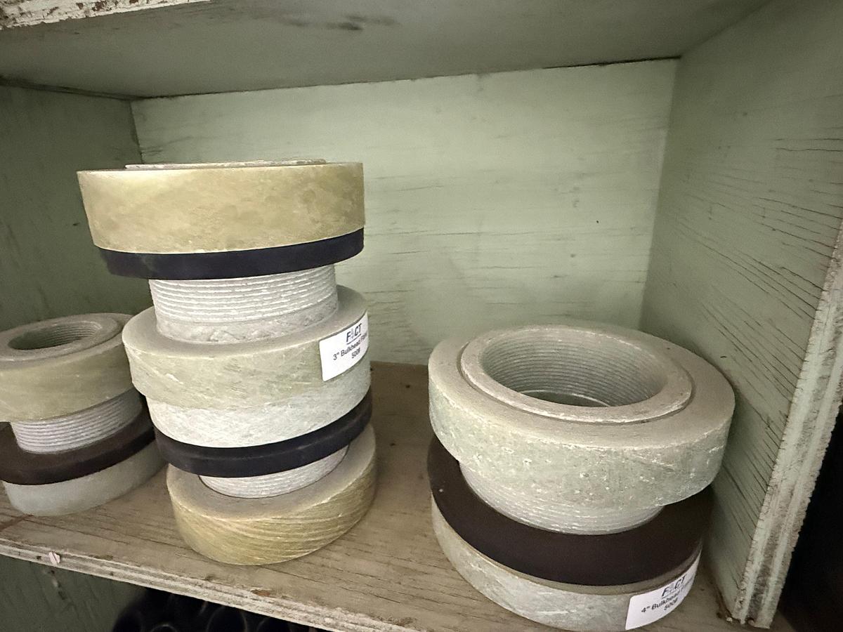 Used SECTION OF (40+) 1” THRU 6” BUTT WELD STEEL FITTINGS, (1) 20” BUTT WELD CAP, & SOME FIBERGLASS FITTINGS