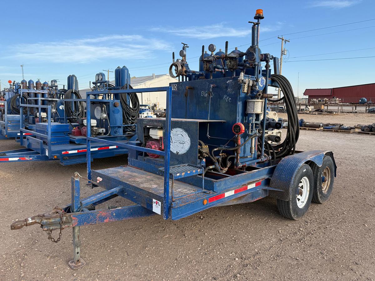 Used 7-1/16 REEDY 5K WP DBL HYD BOP 3-STATION 40-GAL KOOMEY ACCUMULATOR CLOSING UNIT MTS ON T/A BP TRAILER