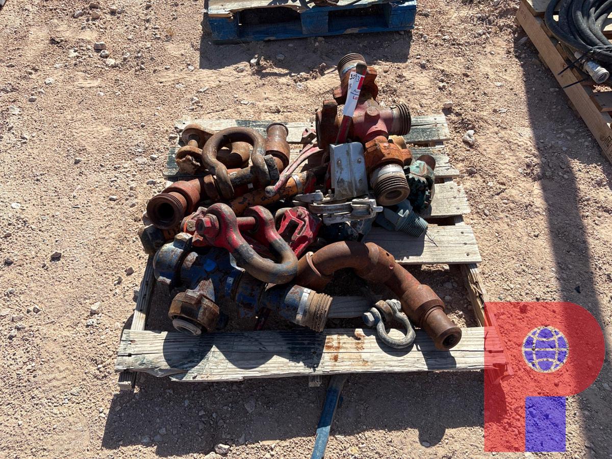 Used (2) PALLETS OF ASSORTED 2” CHIKSANS, 1502 FITTINGS, CHAINS, BOOMERS, ROD WRENCHES, ETC.
