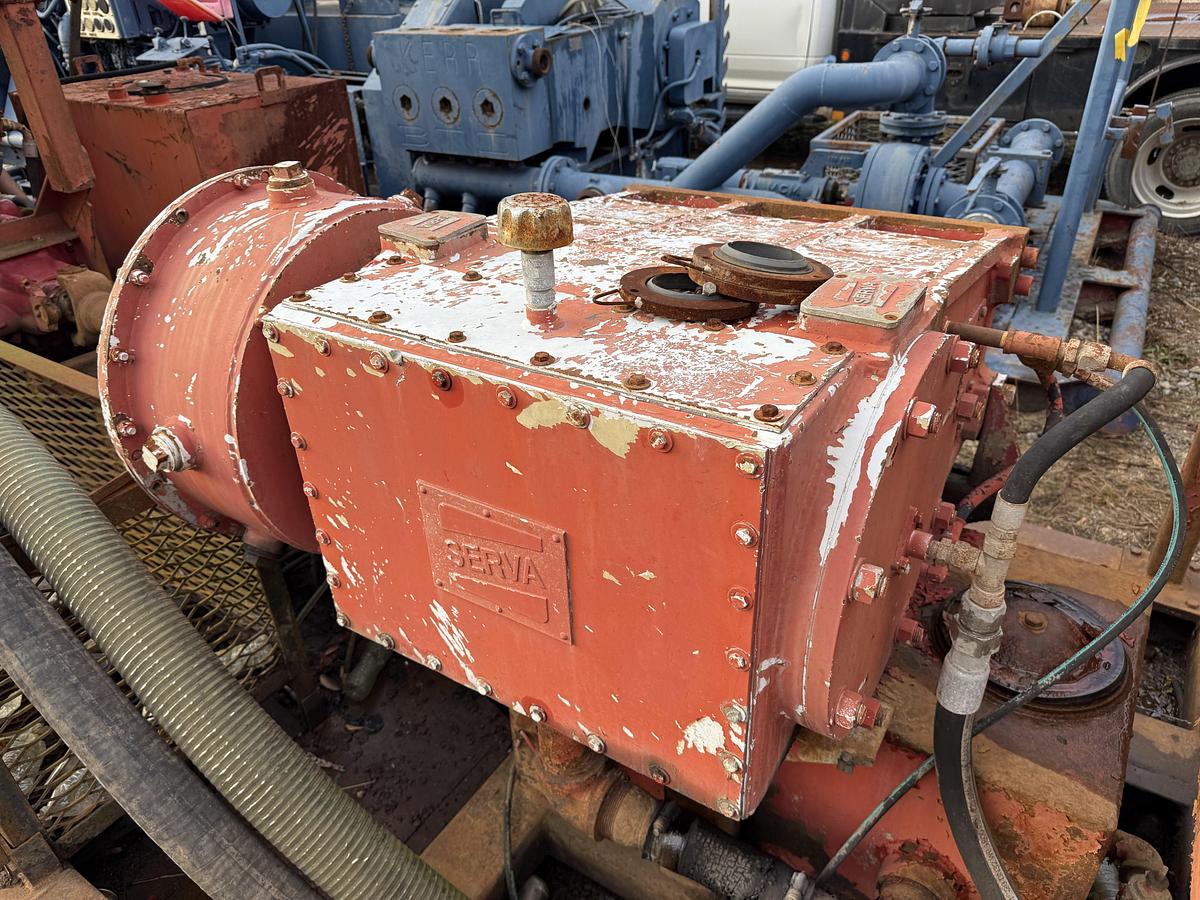 Used SERVA 10K WP TRIPLEX WELL SERVICE PUMP SKIDDED P/B DETROIT SERIES 60 (INCOMPLETE)