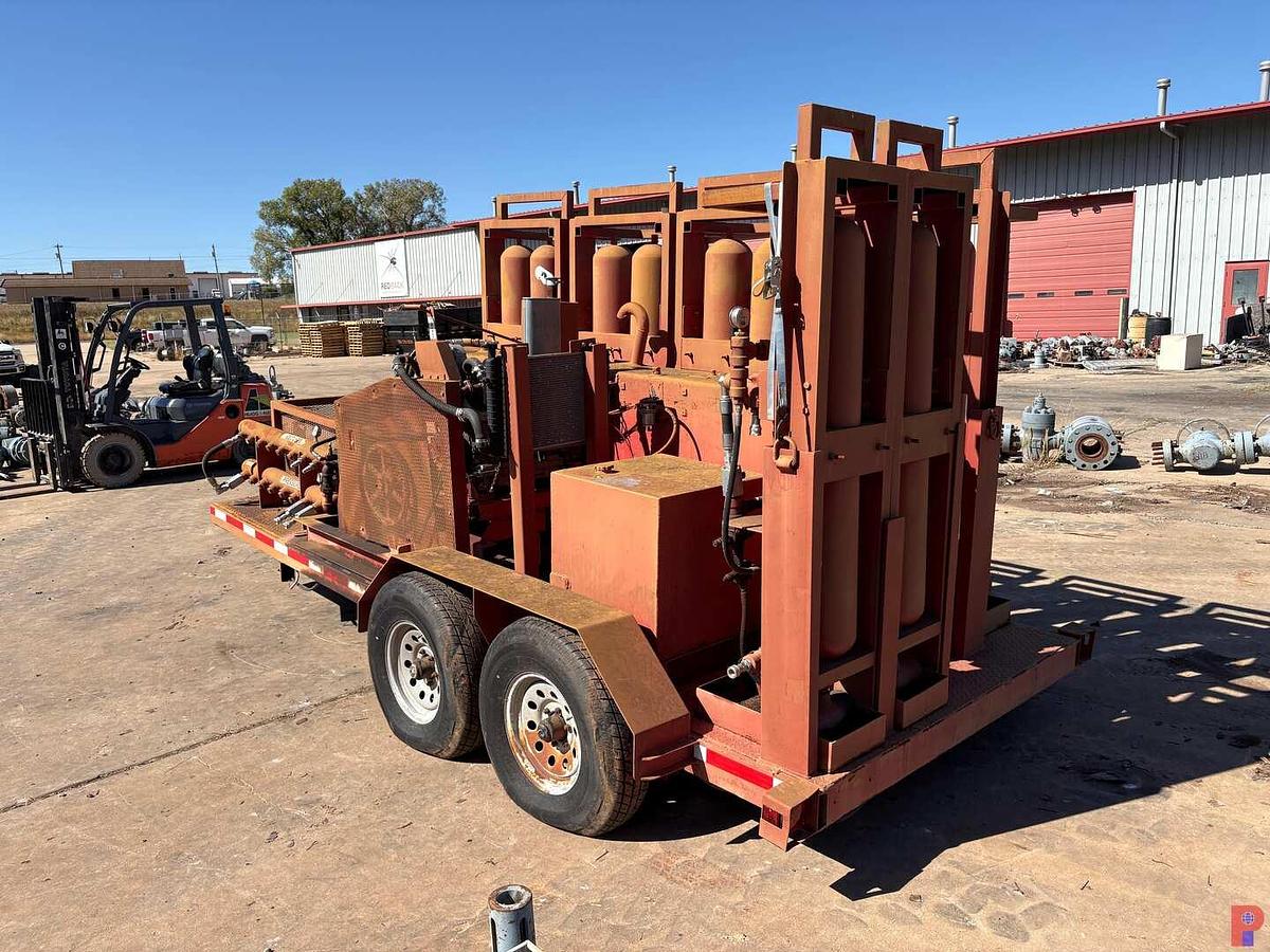 Used 10-STATION CLOSING UNIT MTD ON SHOPBUILT 16’ X 6’ T/A BUMPER PULL TRAILER