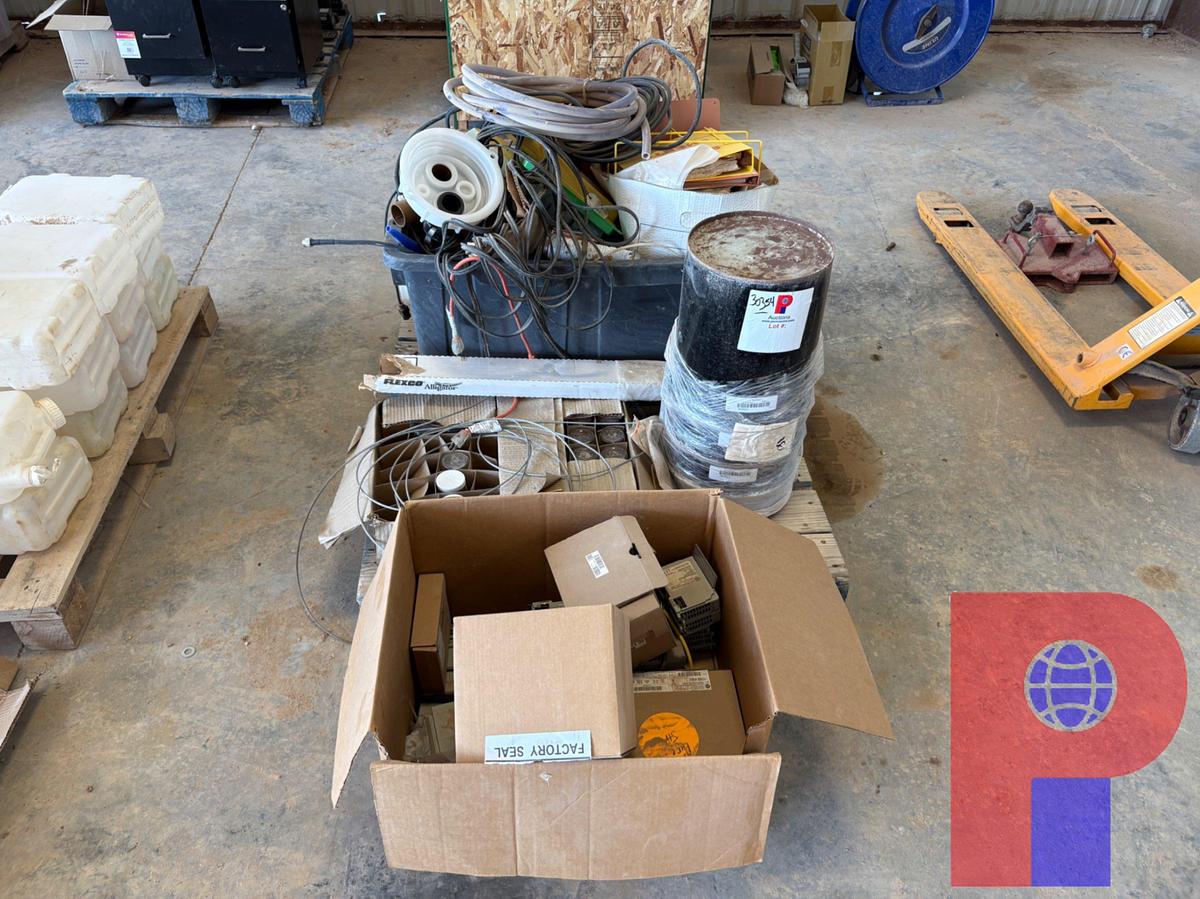 Used (2) PALLETS OF MISCELLANEOUS ELECTRICAL EQUIPMENT, GLASS JARS, SAFETY DATA SHEETS, ETC.