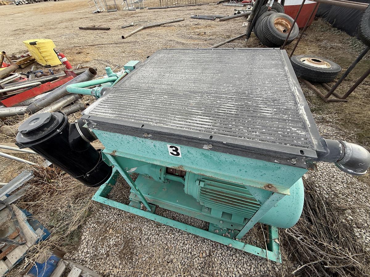 Used SULLIVAN PALATEK LL125UD 625 CFM 150 PSI ROTARY SCREW AIR COMPRESSOR UNIT, SKIDDED P/B 125 HP ELEC. MOTOR