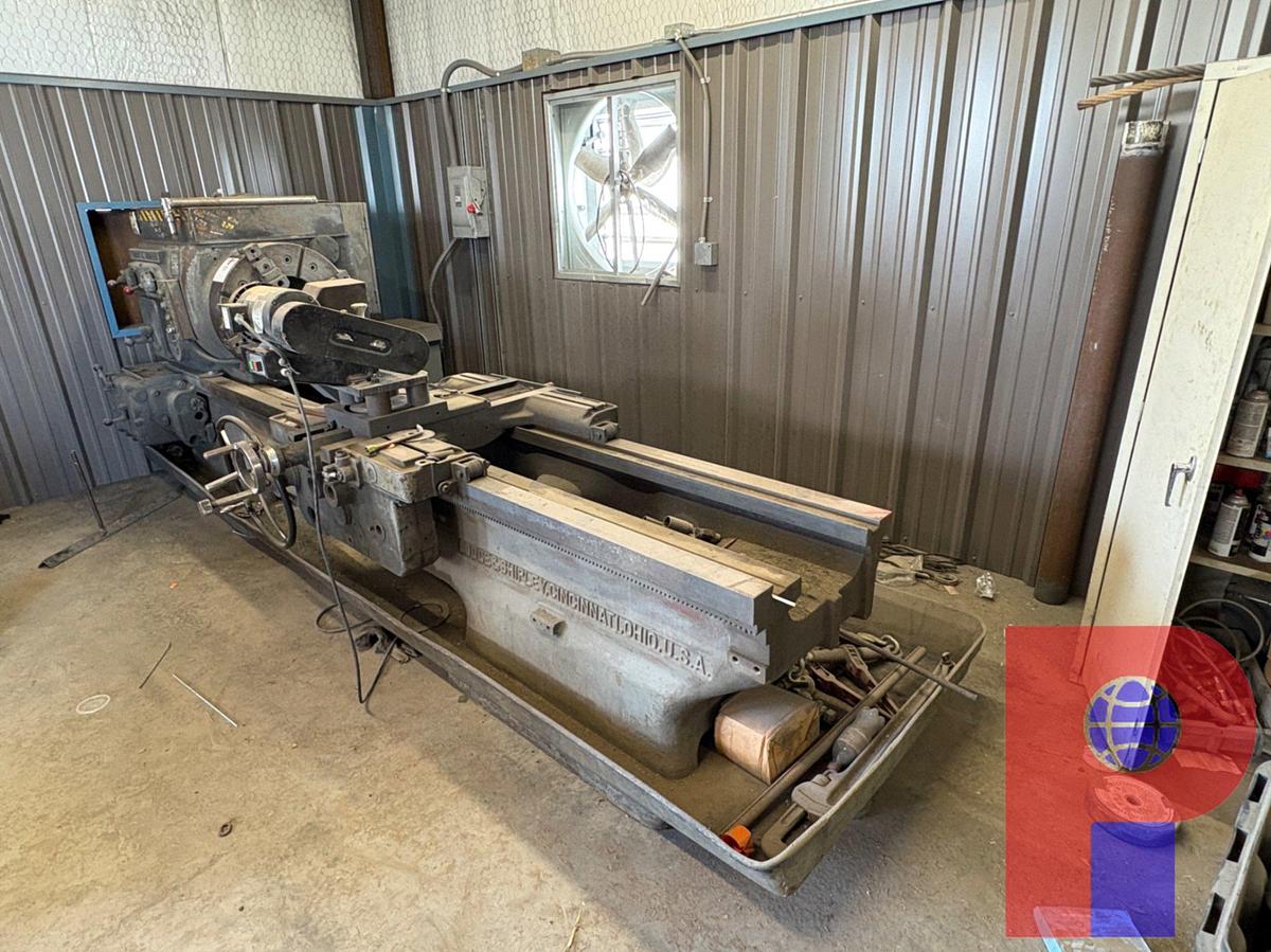 Used LODGE & SHIPLEY 12-3/4 HOLLOW SPINDLE LATHE W/ DUMORE TOOL POST GRINDER