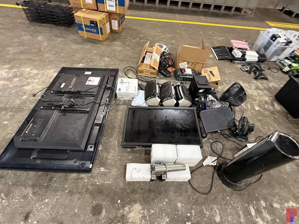 Used (3) 36” - 54” SAMSUNG, SONY TV MONITORS, (7) REI HD-401MR MULTI  VIEWER, (1) 37” ELO TOUCH  MONITOR , FANS, FUJITSU SCANNERS,