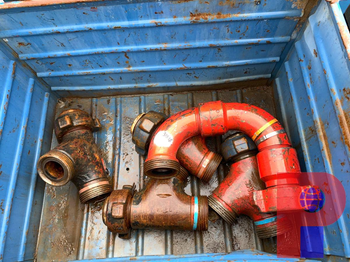 Used 2 BINS OF (20) 3” FIG 1502 15K WP STYLE 10 & STYLE 50 CHIKSANS, PUP JTS, AND 45’S