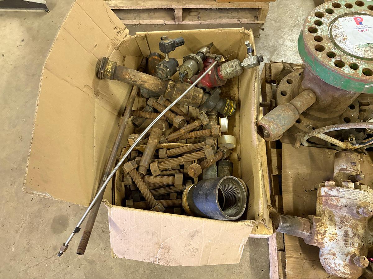Used (2 pallets) w/ wellhead flange, Larkin stripper head body, (150+) 2” pipe nipples, etc.
