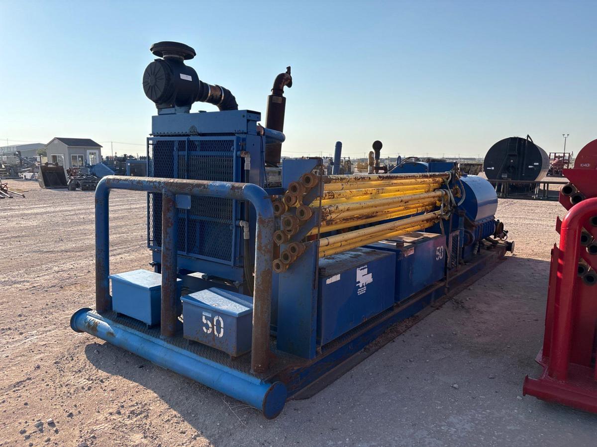 Used Gardner Denver PAH triplex pump unit, skidded
