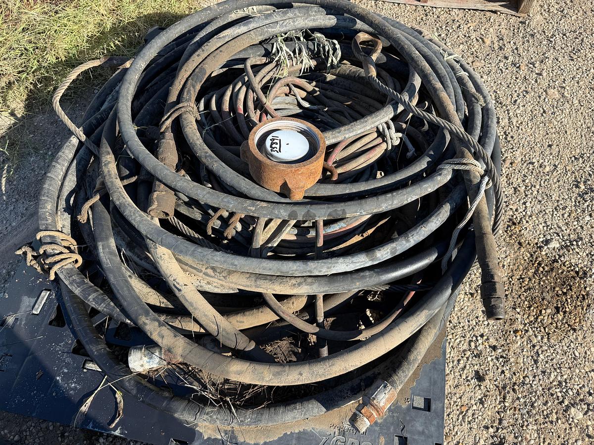 Used (2) PALLETS W/ GEARMATIC 8K LBS HYD AUX CATLINE WINCH, ASSORTED HYD & AIR HOSES
