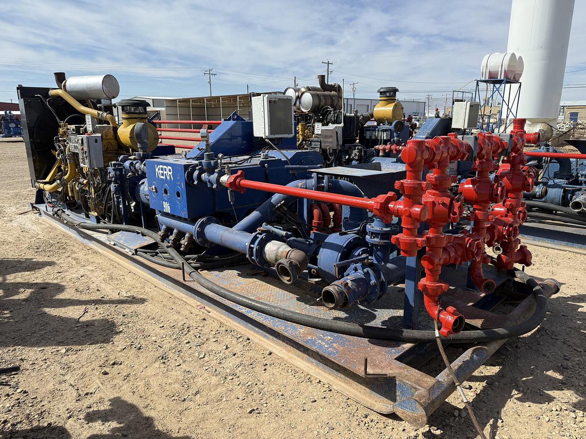 Used 2018 KERR T60 10K WP TRIPLEX WELL SERVICE PUMP P/B CATERPILLAR C18 630-HP, SKIDDED