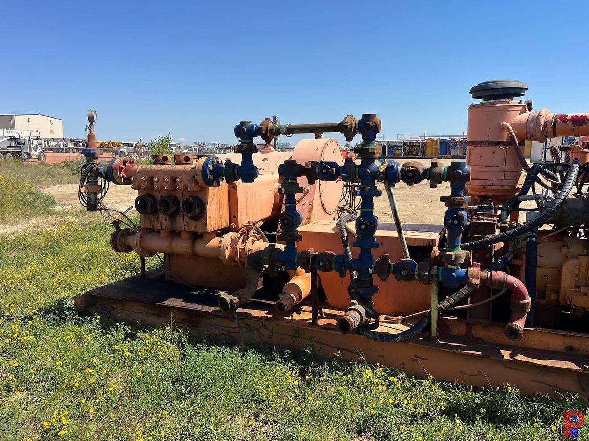 Used GARDNER DENVER PAHBFB 5K TRIPLEX WELL SERVICE PUMP P/B DETROIT 8V71N ALLISON TRANS., SKIDDED