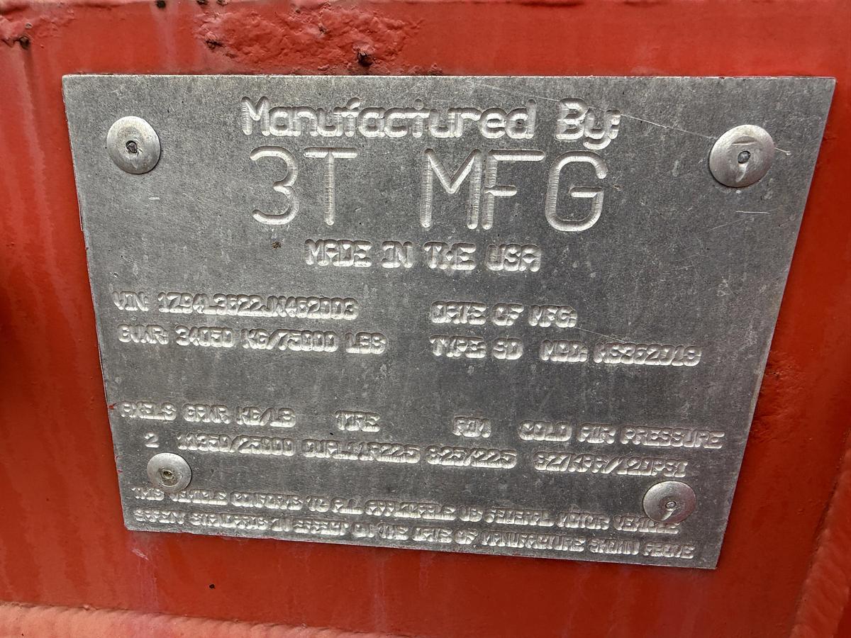 Used 2018 3T MFG 36’ X 102” T/A FRAC PUMP TRAILER