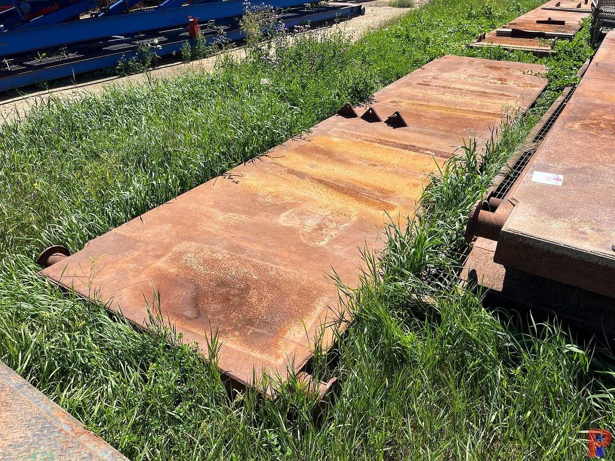 Used (3) 20’ X 5’ X 6” STEEL PLATED SKID MATTS & (1) 20' X 5' X 6" STEEL CONTAINMENT PAN W/ EXPANDED METAL TOP