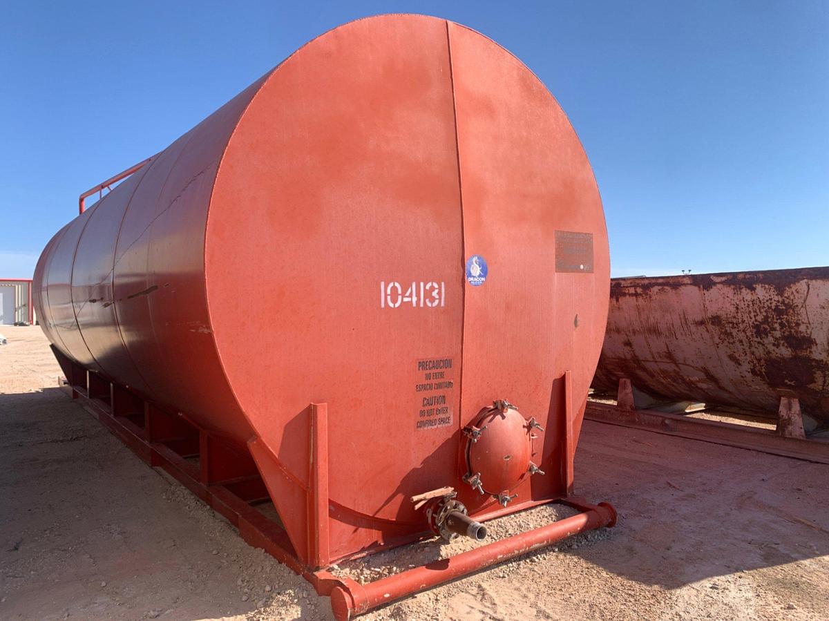 Used 39’ L x 10’6” W x 12” T 558 Barrel Round Bottom Round Top Skidded Storage Tank