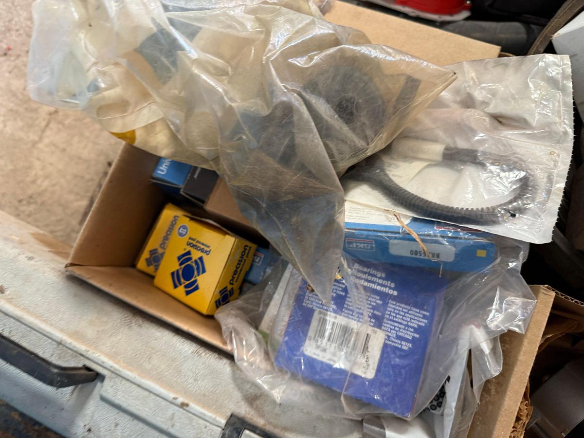 Used 2 PALLETS W/ MISC UNSUED TORO STARTER , POWER STEERING PUMP, BOX OF WELDCRAFT UNUSED PARTS, BOX OF BRGS. & SEALS